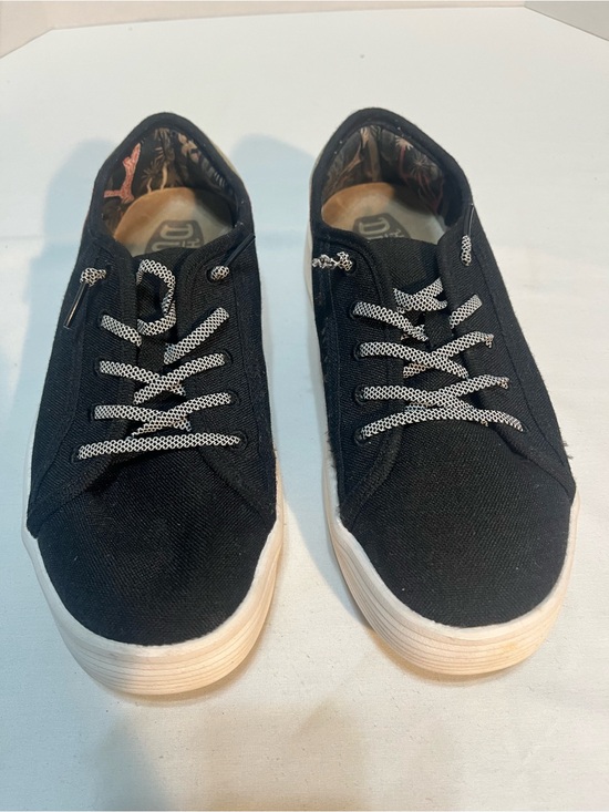 Hey Dude Shoes - Hey Dude women’s black Canvas Sneakers with White Sole